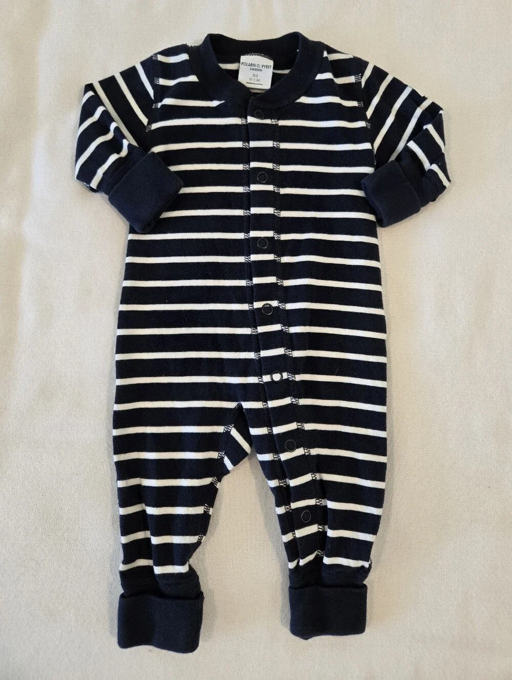 Polarn O. Pyret Baby Organic Cotton Knit Romper 1pc Size 50 Newborn 0-1 Mo